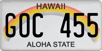 HI license plate GOC455