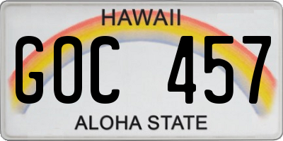 HI license plate GOC457