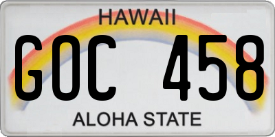 HI license plate GOC458