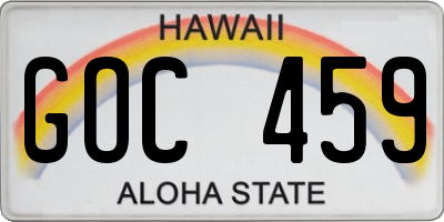 HI license plate GOC459