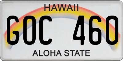 HI license plate GOC460