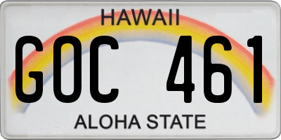 HI license plate GOC461