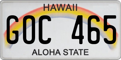 HI license plate GOC465