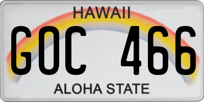 HI license plate GOC466