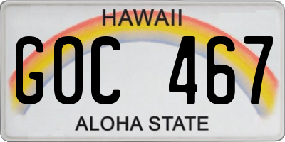 HI license plate GOC467