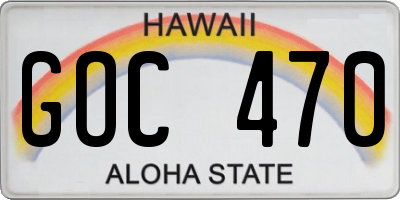 HI license plate GOC470