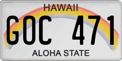 HI license plate GOC471