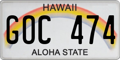 HI license plate GOC474