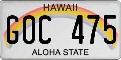 HI license plate GOC475