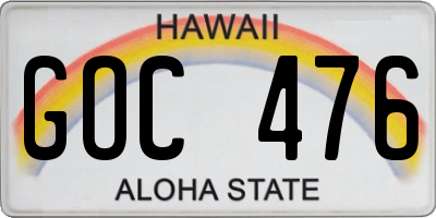 HI license plate GOC476
