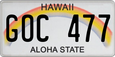 HI license plate GOC477