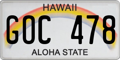 HI license plate GOC478