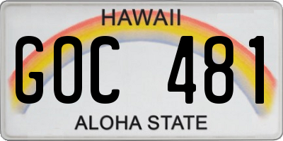 HI license plate GOC481