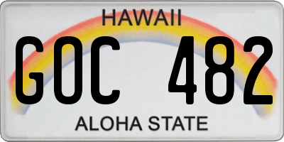 HI license plate GOC482