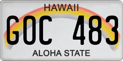 HI license plate GOC483