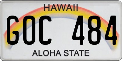 HI license plate GOC484