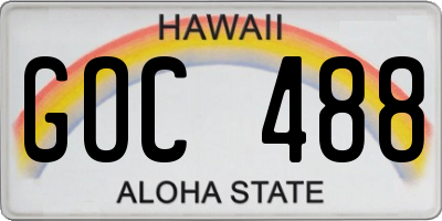 HI license plate GOC488