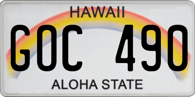 HI license plate GOC490