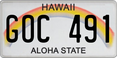 HI license plate GOC491