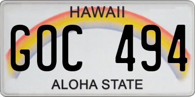 HI license plate GOC494