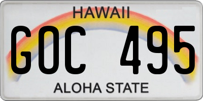 HI license plate GOC495