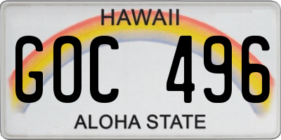 HI license plate GOC496
