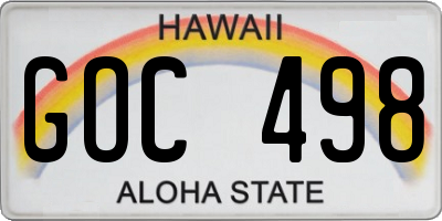 HI license plate GOC498