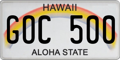 HI license plate GOC500