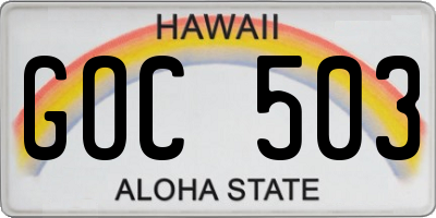 HI license plate GOC503