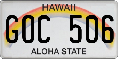 HI license plate GOC506