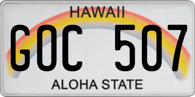 HI license plate GOC507