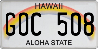 HI license plate GOC508