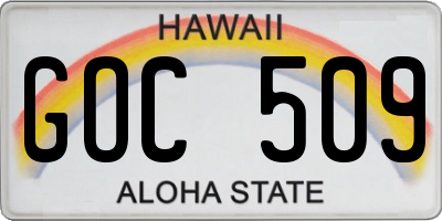 HI license plate GOC509