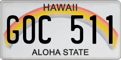 HI license plate GOC511