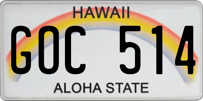 HI license plate GOC514