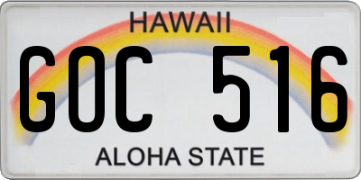HI license plate GOC516