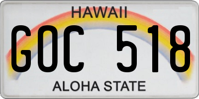 HI license plate GOC518
