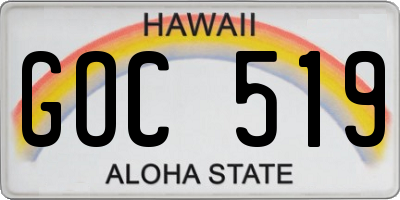 HI license plate GOC519