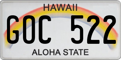 HI license plate GOC522