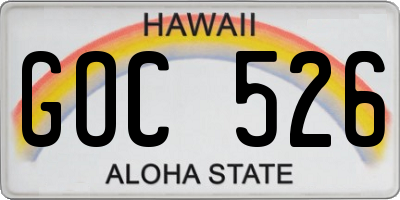 HI license plate GOC526
