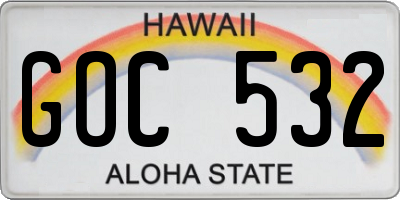 HI license plate GOC532