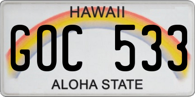 HI license plate GOC533