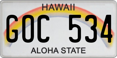 HI license plate GOC534