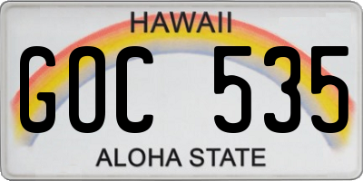 HI license plate GOC535