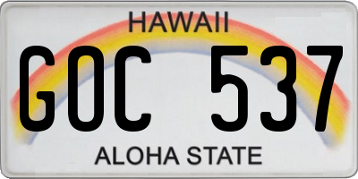 HI license plate GOC537