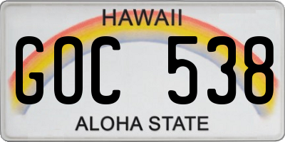 HI license plate GOC538