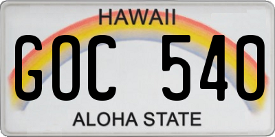 HI license plate GOC540