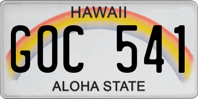 HI license plate GOC541
