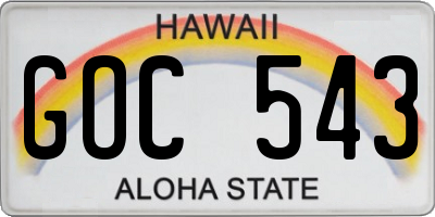 HI license plate GOC543