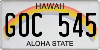HI license plate GOC545